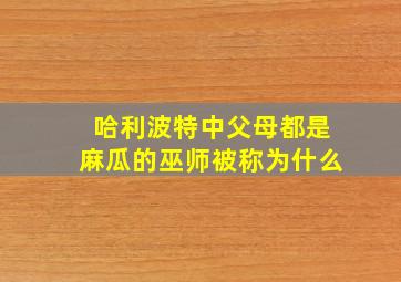 哈利波特中父母都是麻瓜的巫师被称为什么