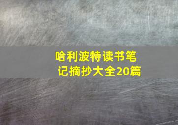 哈利波特读书笔记摘抄大全20篇