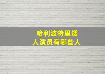 哈利波特里矮人演员有哪些人