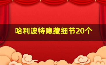 哈利波特隐藏细节20个