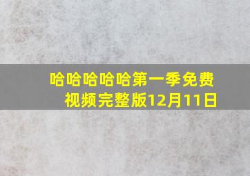 哈哈哈哈哈第一季免费视频完整版12月11日