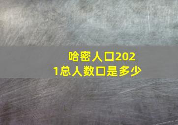 哈密人口2021总人数口是多少