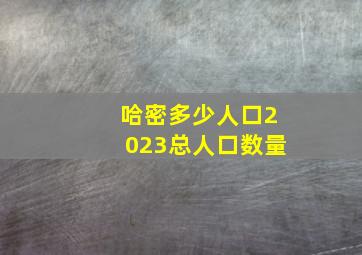 哈密多少人口2023总人口数量