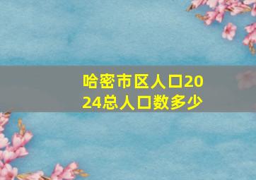 哈密市区人口2024总人口数多少