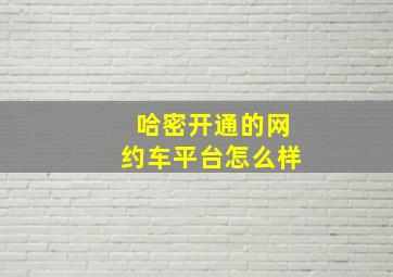 哈密开通的网约车平台怎么样