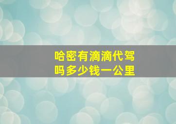 哈密有滴滴代驾吗多少钱一公里