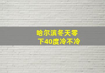 哈尔滨冬天零下40度冷不冷