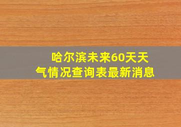 哈尔滨未来60天天气情况查询表最新消息