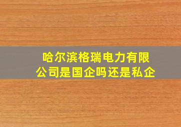 哈尔滨格瑞电力有限公司是国企吗还是私企