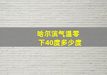 哈尔滨气温零下40度多少度