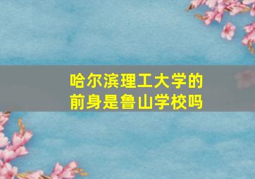 哈尔滨理工大学的前身是鲁山学校吗