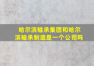 哈尔滨轴承集团和哈尔滨轴承制造是一个公司吗