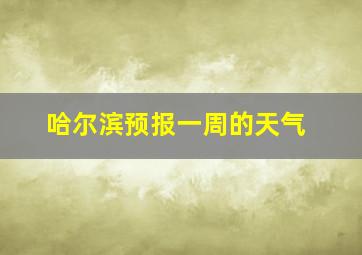 哈尔滨预报一周的天气