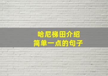 哈尼梯田介绍简单一点的句子