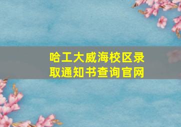 哈工大威海校区录取通知书查询官网