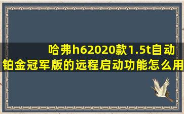 哈弗h62020款1.5t自动铂金冠军版的远程启动功能怎么用