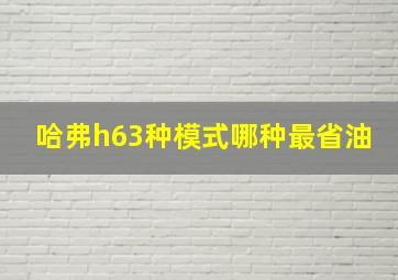 哈弗h63种模式哪种最省油