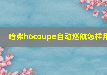 哈弗h6coupe自动巡航怎样用