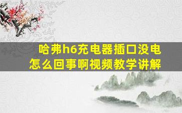 哈弗h6充电器插口没电怎么回事啊视频教学讲解