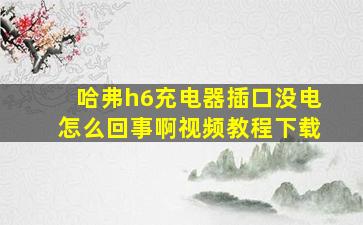 哈弗h6充电器插口没电怎么回事啊视频教程下载