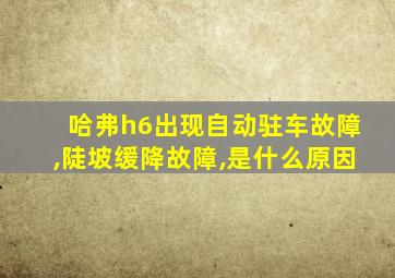 哈弗h6出现自动驻车故障,陡坡缓降故障,是什么原因