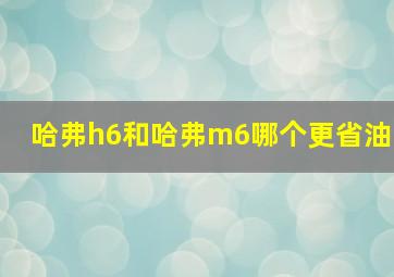 哈弗h6和哈弗m6哪个更省油