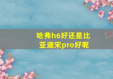 哈弗h6好还是比亚迪宋pro好呢