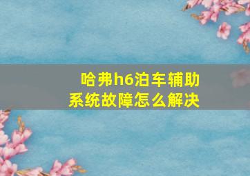 哈弗h6泊车辅助系统故障怎么解决