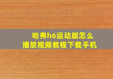 哈弗h6运动版怎么播放视频教程下载手机