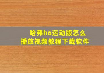 哈弗h6运动版怎么播放视频教程下载软件