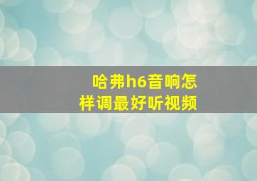 哈弗h6音响怎样调最好听视频