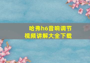 哈弗h6音响调节视频讲解大全下载