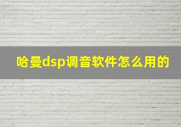 哈曼dsp调音软件怎么用的