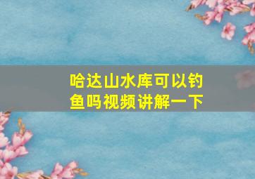 哈达山水库可以钓鱼吗视频讲解一下