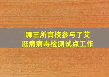 哪三所高校参与了艾滋病病毒检测试点工作