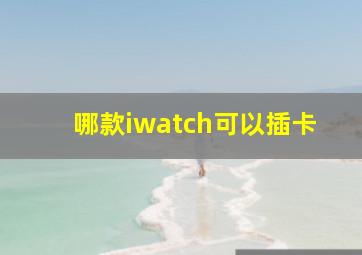 哪款iwatch可以插卡