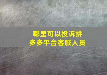 哪里可以投诉拼多多平台客服人员