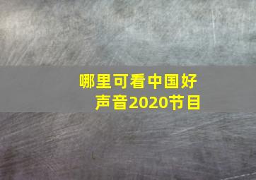 哪里可看中国好声音2020节目