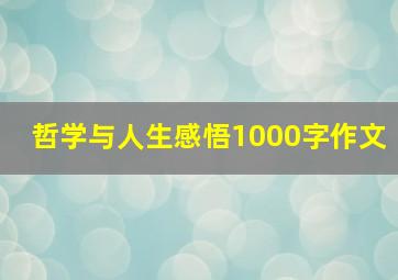 哲学与人生感悟1000字作文