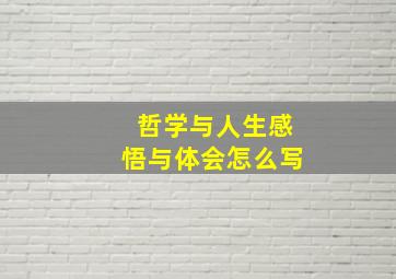 哲学与人生感悟与体会怎么写