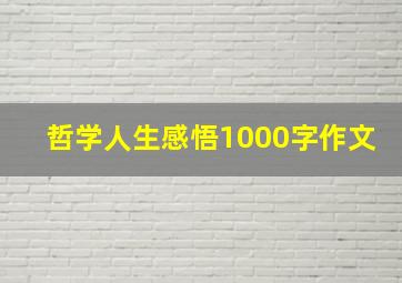 哲学人生感悟1000字作文