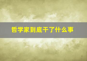 哲学家到底干了什么事