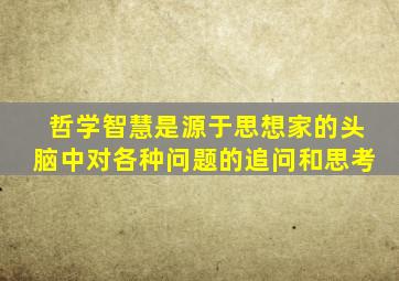 哲学智慧是源于思想家的头脑中对各种问题的追问和思考