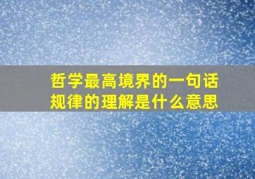 哲学最高境界的一句话规律的理解是什么意思