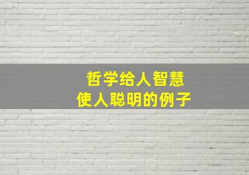 哲学给人智慧使人聪明的例子