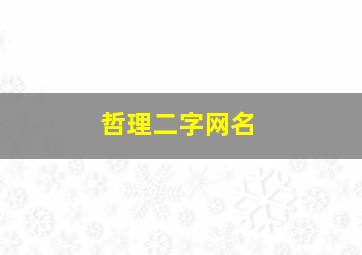 哲理二字网名