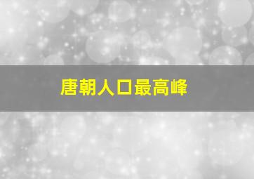 唐朝人口最高峰