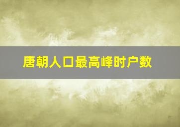 唐朝人口最高峰时户数