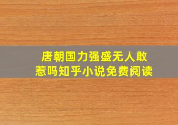 唐朝国力强盛无人敢惹吗知乎小说免费阅读