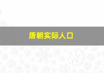 唐朝实际人口